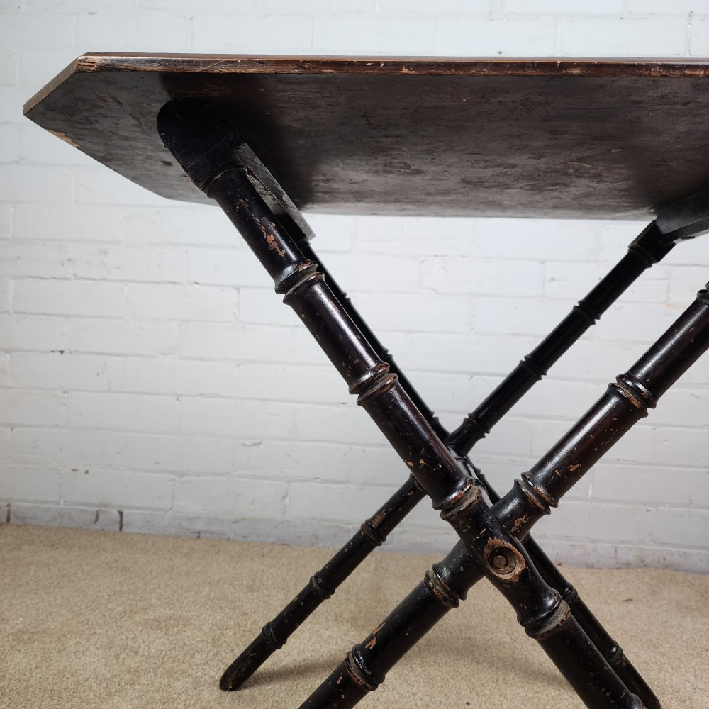 Ebonised Folding Table with Faux Bamboo Legs – 19th Century View VI