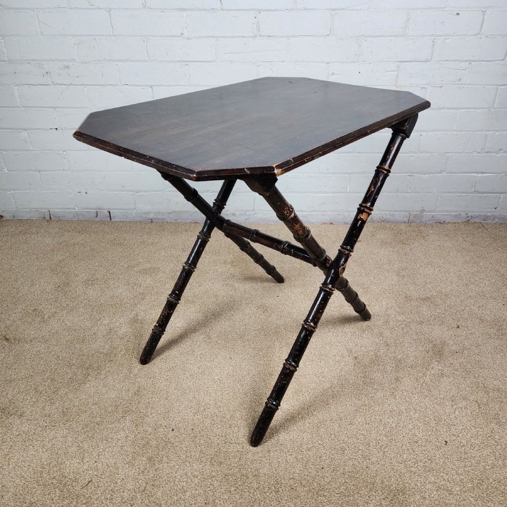 Ebonised Folding Table with Faux Bamboo Legs – 19th Century View II