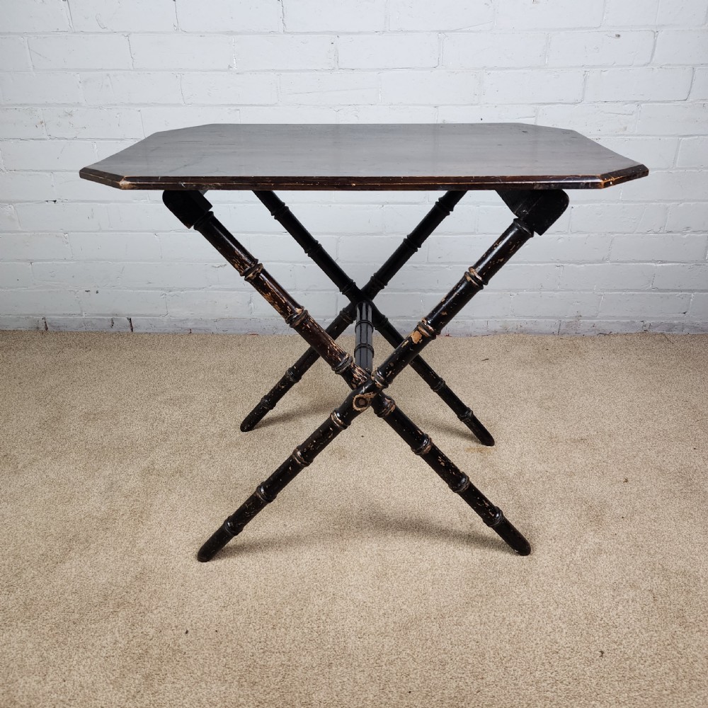 Ebonised Folding Table with Faux Bamboo Legs – 19th Century View III