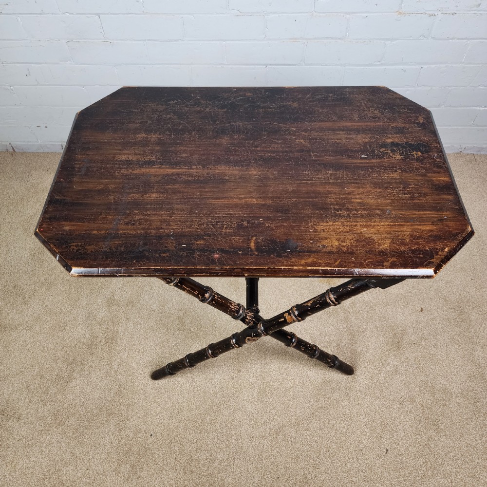Ebonised Folding Table with Faux Bamboo Legs – 19th Century View V