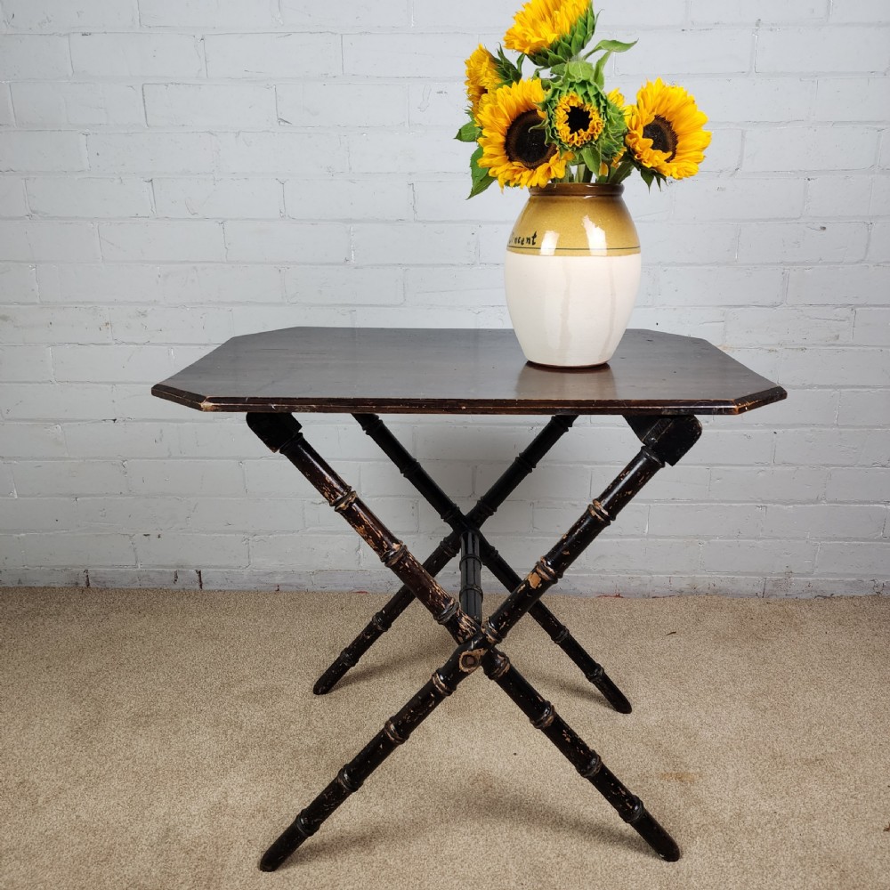 Ebonised Folding Table with Faux Bamboo Legs – 19th Century View VII