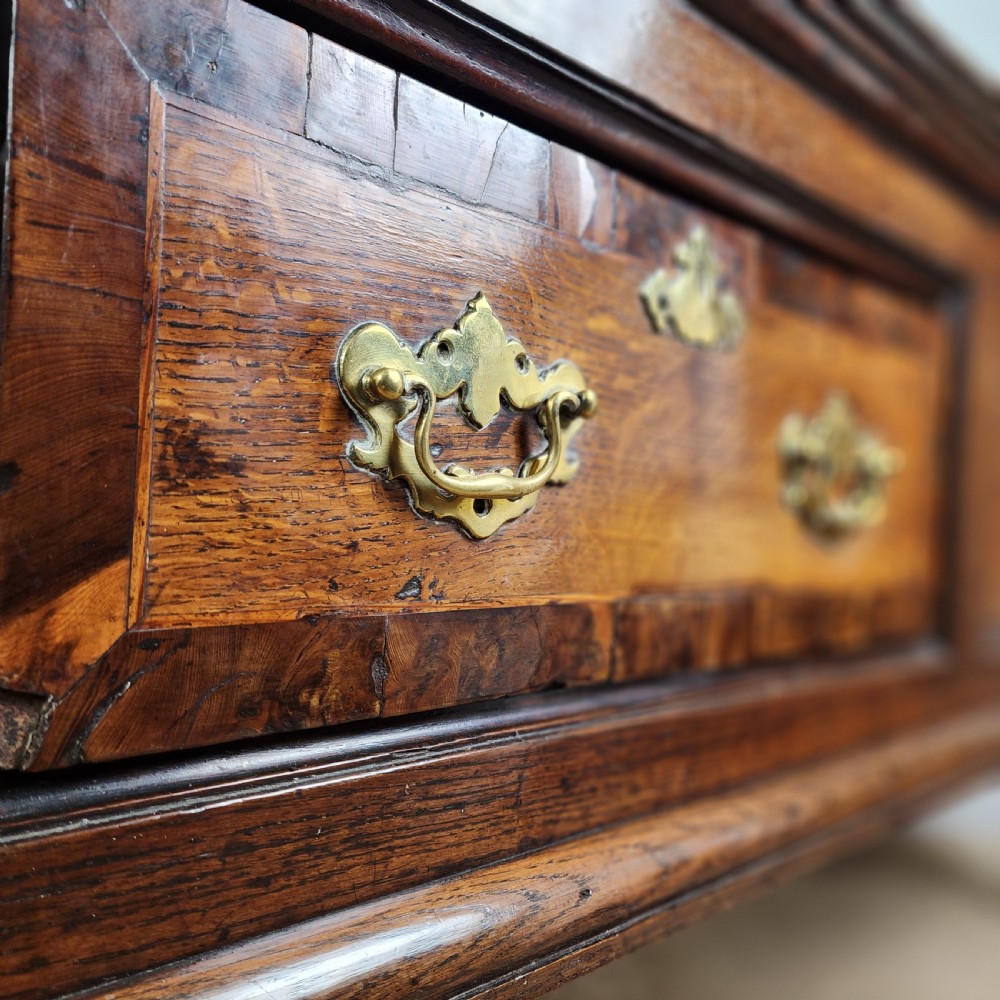 Oak and Walnut Dresser Base with Deep Drawers & Brass Fittings. 18th Century. View III