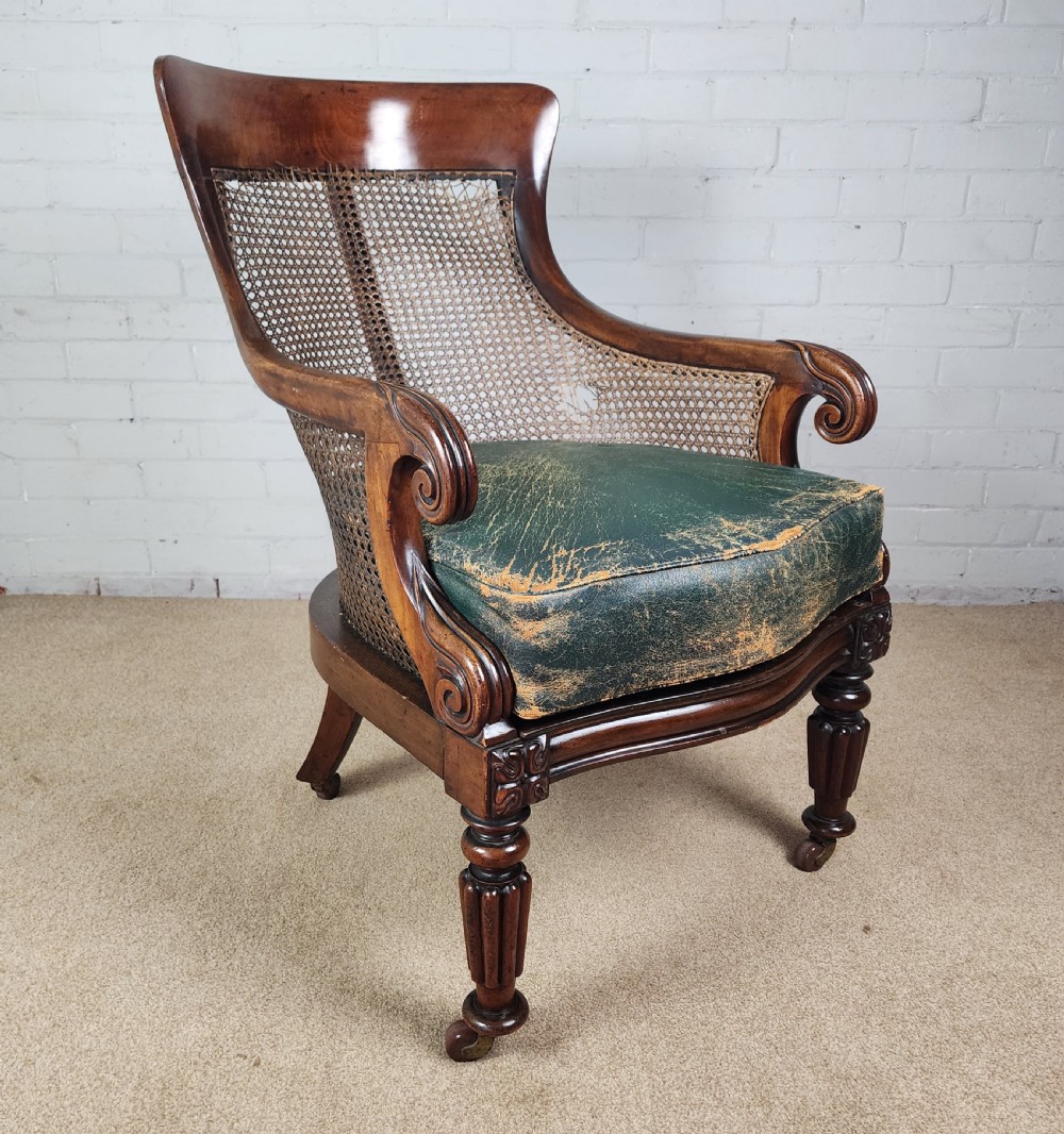 Mahogany Bergère Library Chair George IV Early 19th C.
