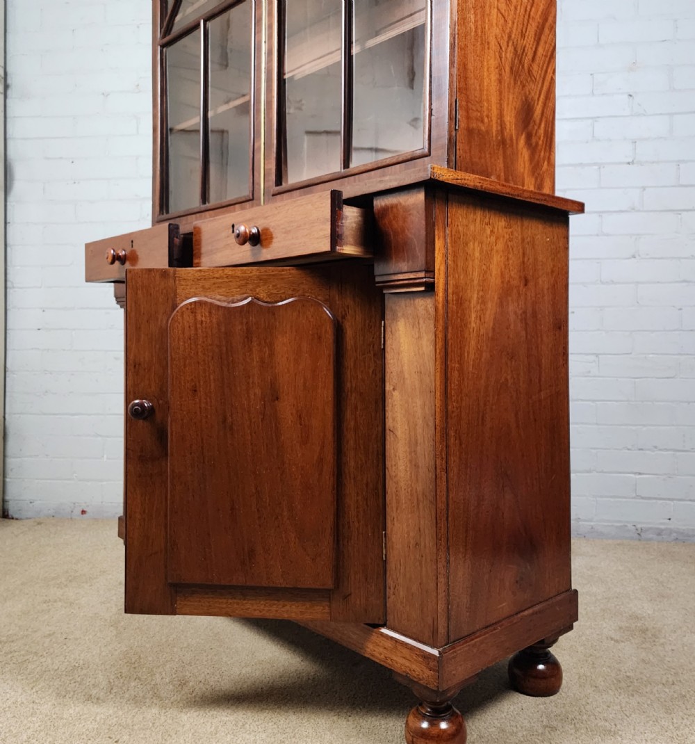 Antique Mahogany Bookcase Cupboard - Continental 19th Century View XI