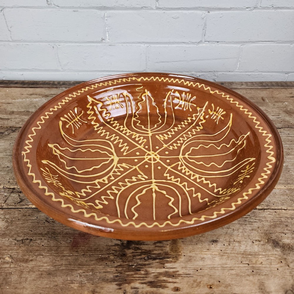 Large Slipware Dish by John Hudson - Late 20th C. (Based on 17th C. Fragment) View II