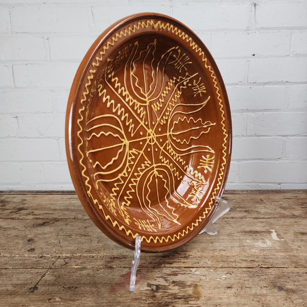 Large Slipware Dish by John Hudson - Late 20th C. (Based on 17th C. Fragment) View IV