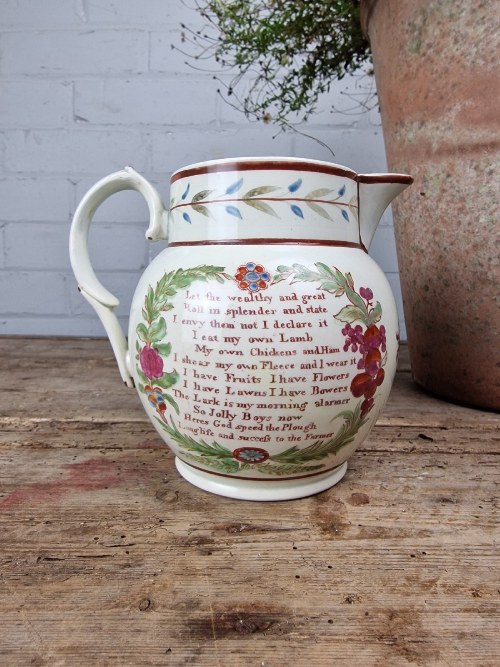 Early 19thC Pearlware Farmer's Jug