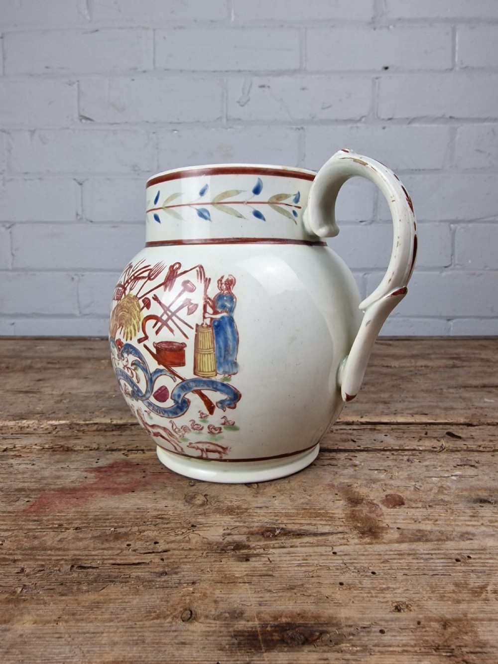 Early 19thC Pearlware Farmer's Jug View VI