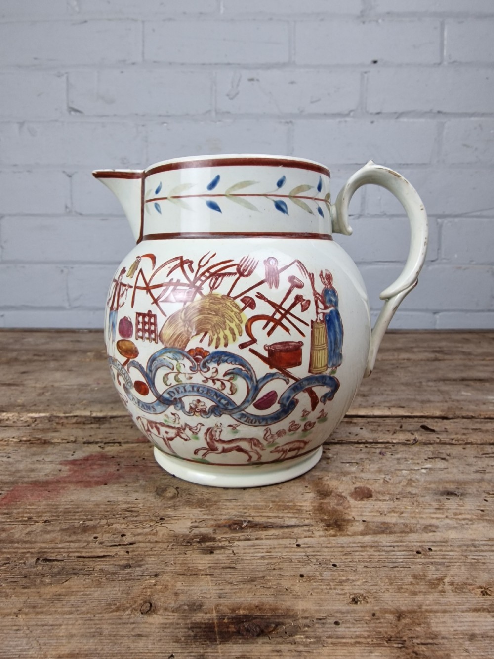 Early 19thC Pearlware Farmer's Jug View VII