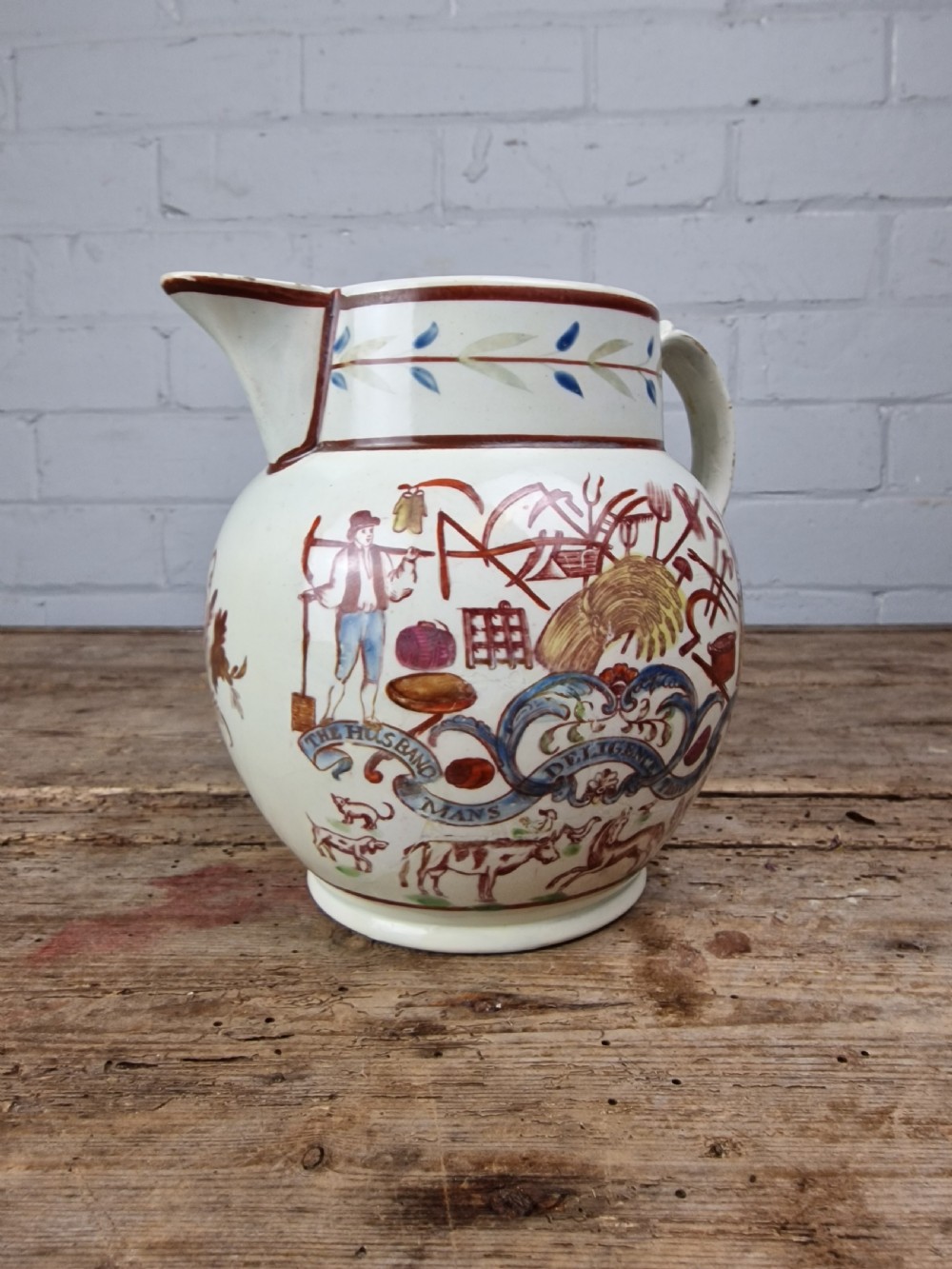 Early 19thC Pearlware Farmer's Jug View VIII