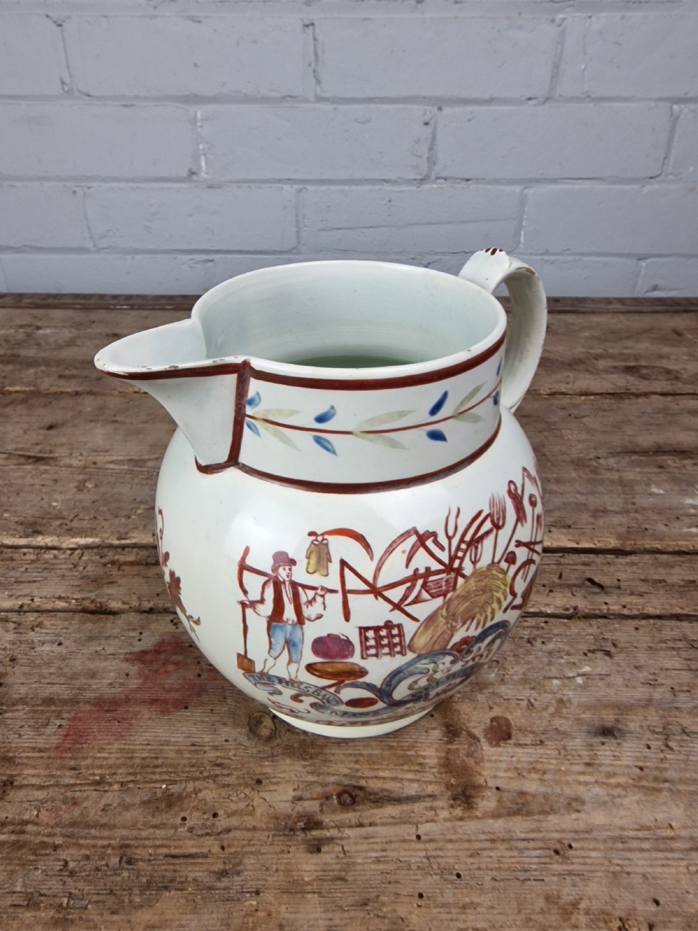 Early 19thC Pearlware Farmer's Jug View XI
