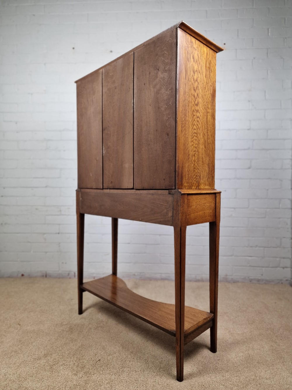 Arts and Crafts Oak Secretaire, with fall front. Early 20th C. View VI
