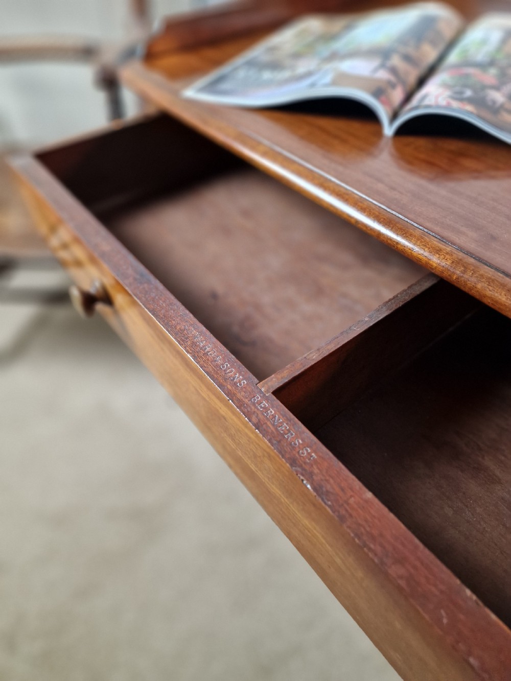 Howard and Sons Mahogany Writing Table - Mid Victorian View XVII