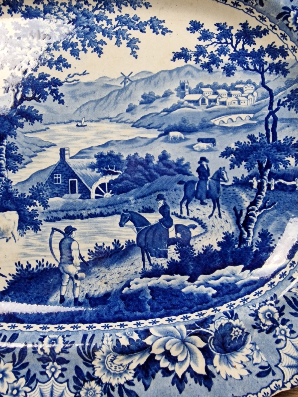 Georgian Blue & White Transferware Dinner Service - Ladies of Llangollen Pattern View V