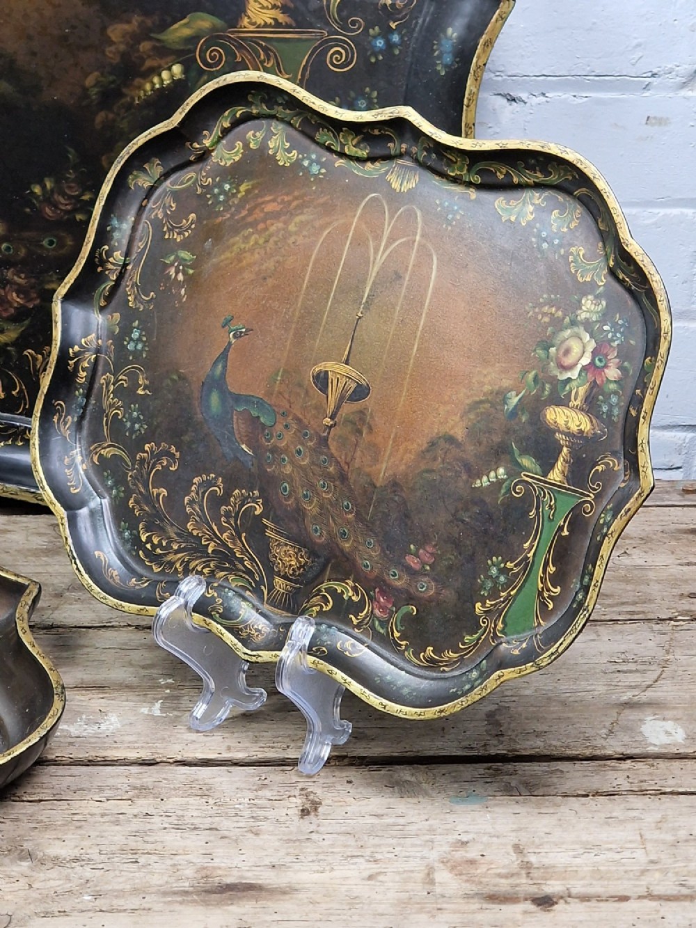 Antique Papier Mache Set of 3 Trays - B Walton & Co. Early 19th Century View II