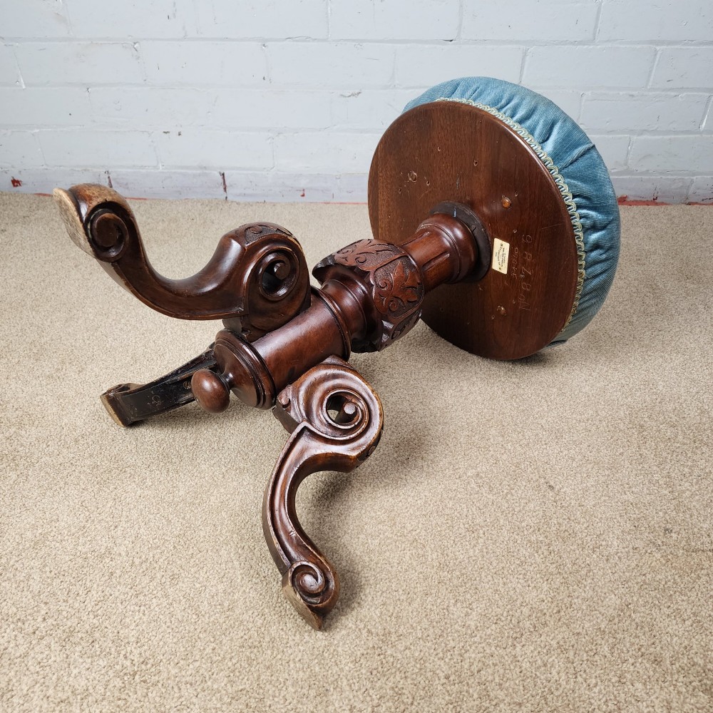 Victorian Mahogany Stool by JAS Shoolbred & Co. View III