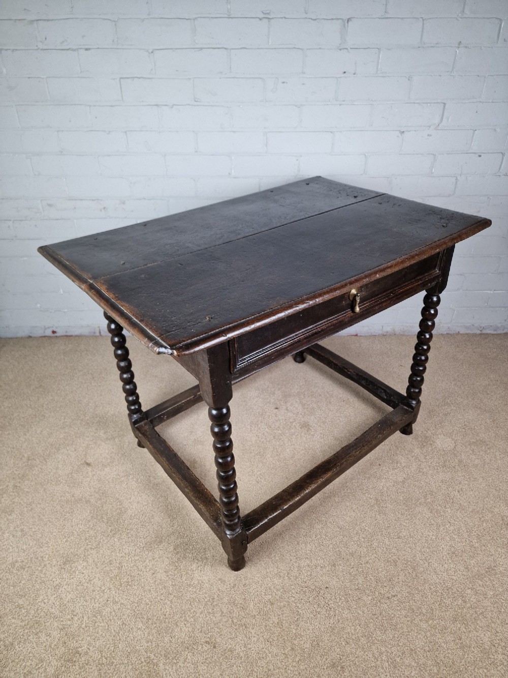 Charles II Oak Side Table with Bobbin Turned Legs - Mid 17th Century View III
