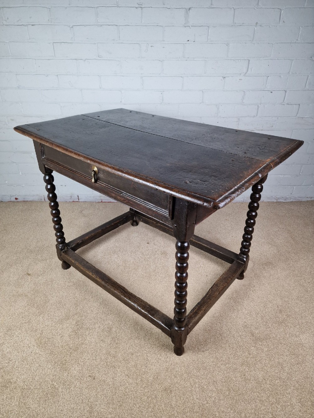 Charles II Oak Side Table with Bobbin Turned Legs - Mid 17th Century View IV
