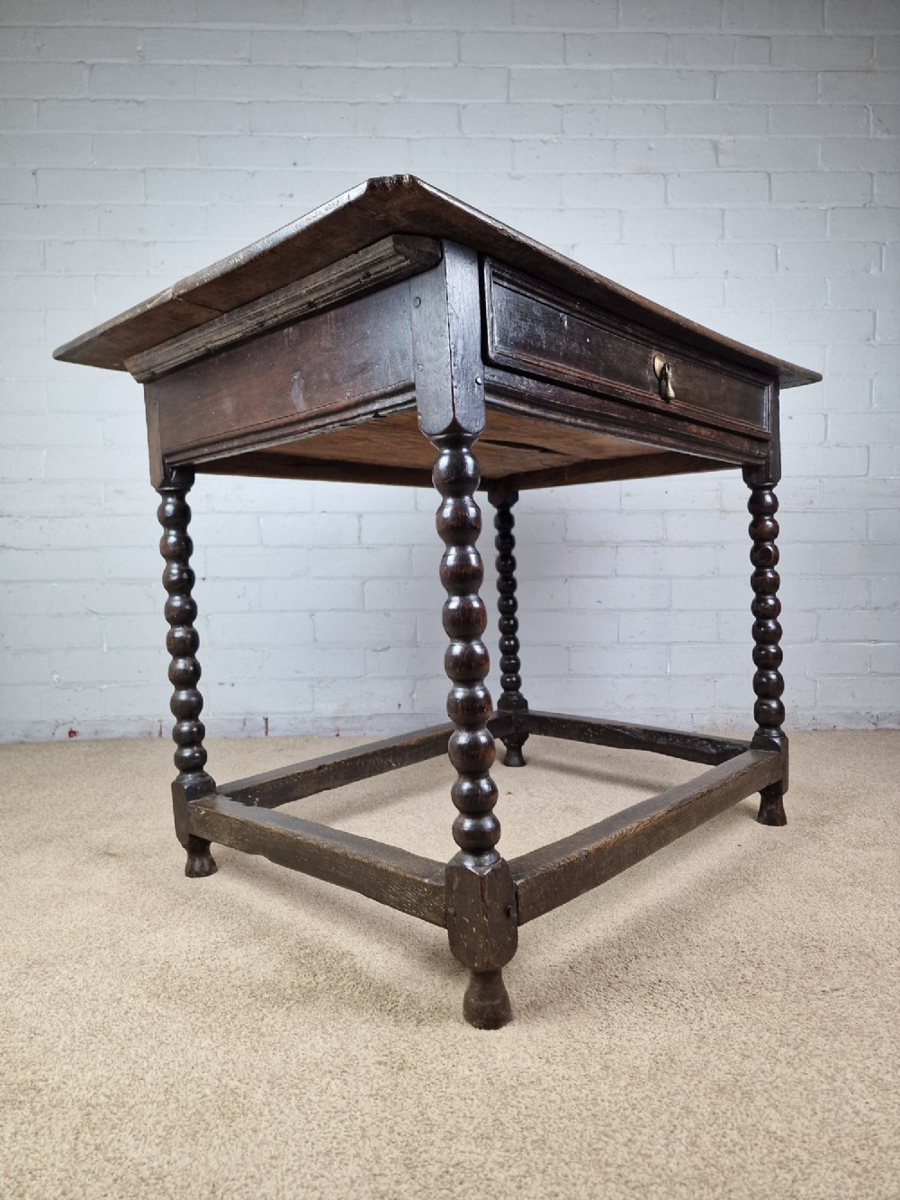 Charles II Oak Side Table with Bobbin Turned Legs - Mid 17th Century View VI