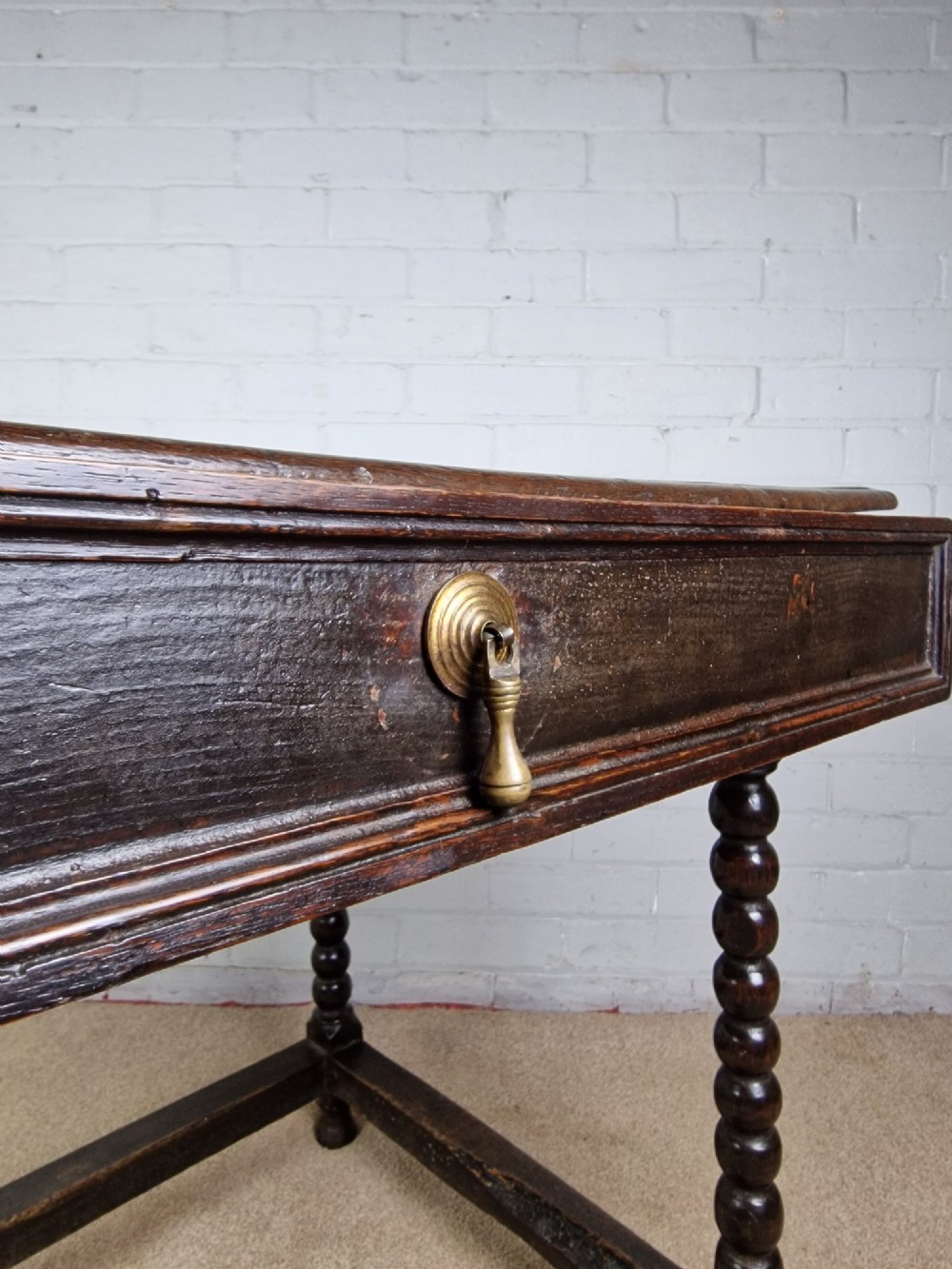 Charles II Oak Side Table with Bobbin Turned Legs - Mid 17th Century View VII