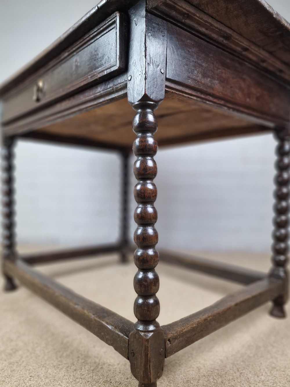 Charles II Oak Side Table with Bobbin Turned Legs - Mid 17th Century View IX