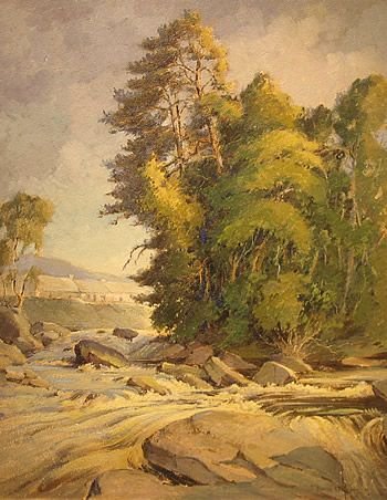 J.barrie Robinson "The River Dochart, Killin, Perthshire" Oil Painting