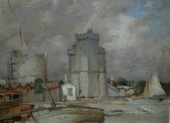 Frank Lewis Emanuel "Harbour Mouth, La Rochelle" Oil Painting