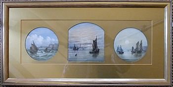 John Francis Branegan "Whitby, Tynemouth, Grimsby" Watercolours.