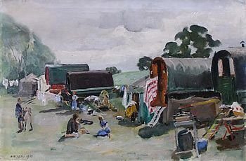 Philip Naviasky "The Gipsy Encampment" Oil on Canvas