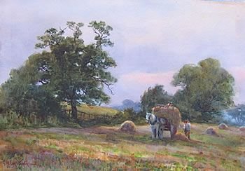 George Hamilton Constantine "Haytime, Ecclesall" Watercolour