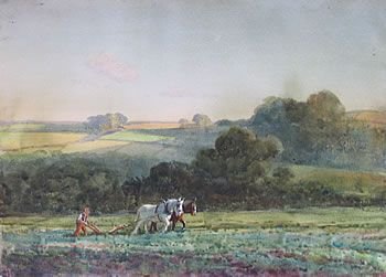 George Hamilton Constantine "The last Furrow" Watercolour