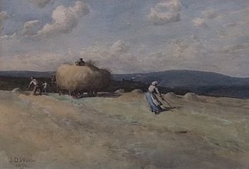 John Dobby Walker "The Hay Field" Watercolour