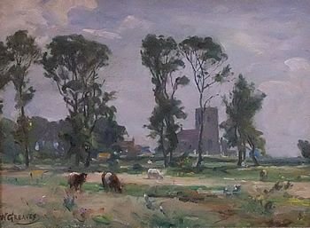William Greaves "Skipsea Church" Oil on Canvas