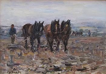 James William Booth "Working the Fields" Oil Painting