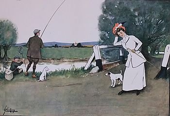 Set of Four Old Fishing Prints