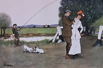 fig 1. Set of four old Fishing Prints