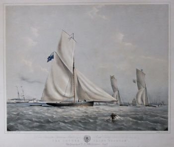N.m.condy "The Cutter Yacht Phantom" Old Lithograph