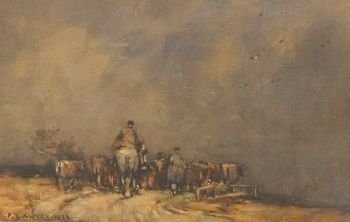 Fred Lawson Watercolour "After the Fair"