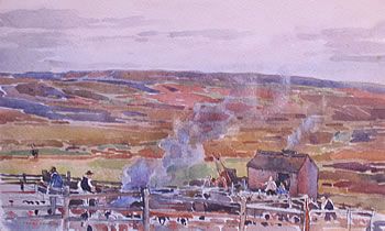Fred Lawson "The Sheep Dip, Apedale Moor" Watercolour