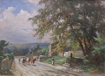 William Greaves "Autumn East Keswick" Oil Painting on Panel