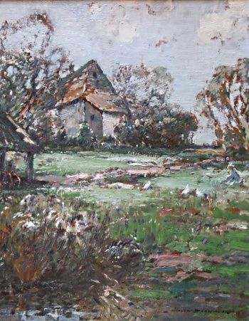 Kershaw Schofield "The Farmyard" Oil on Canvas