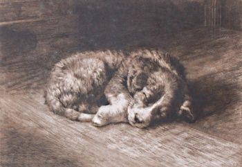 Herbert Dicksee "His First Night from Home" Original Etching