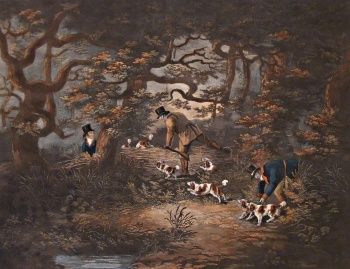 Fine and Rare Set of Four English Shooting Prints.