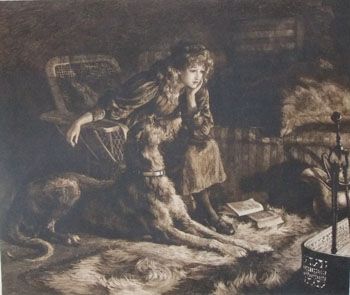 Herbert Dicksee Etching "Silent Sympathy"
