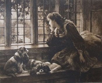 Herbert Dicksee "Clouds Have a Silver Lining" Original Etching 1907.