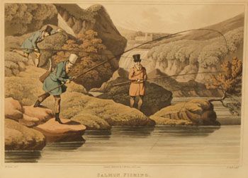 Henry Alken "Salmon Fishing" and "Pike Fishing" Pair Antique Prints