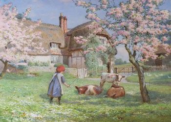 Joseph Kirkpatrick "In the Orchard" Watercolour