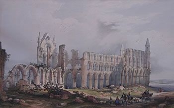 William Richardson "Whitby Abbey, Yorkshire" Old Print 1850