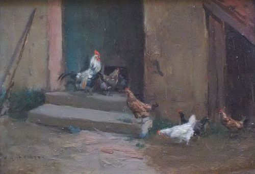 William Grant Stevenson "Ladies First" Charming Hen Painting.