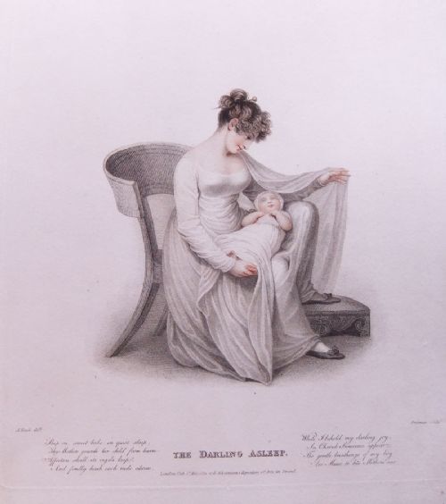 Adam Buck "The Darling Asleep" and "The Darling Awake" Fine Stipple Engravings Dated 1809